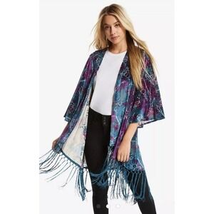 New Torrid Harry Potter Astronomy Kimono Fringe Velour Burnout Jacket  6 ONE SZ